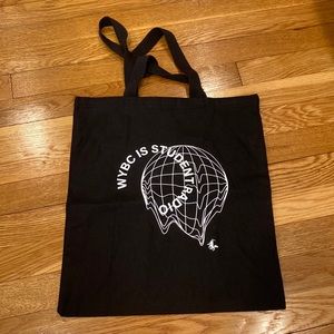 "WYBC is Student Radio" Black Tote Bag Yale Student-Run Radio Station